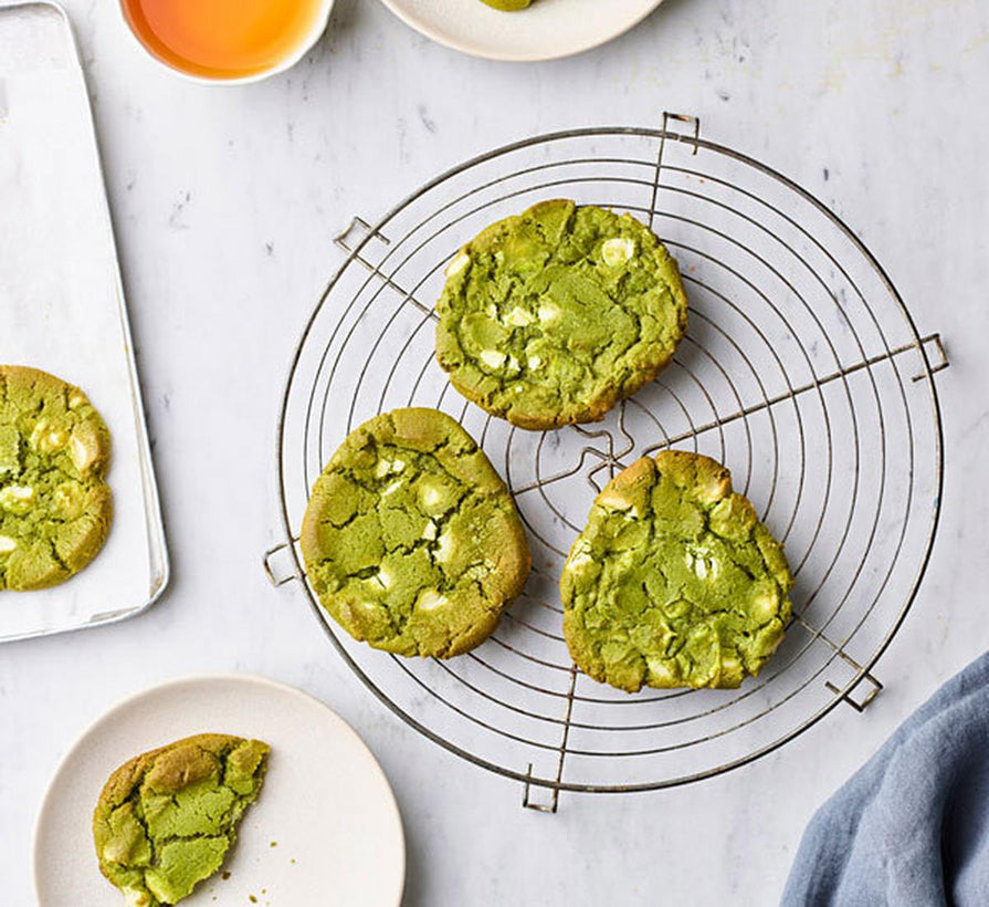 Matcha green tea and Belgian white chocolate cookies
