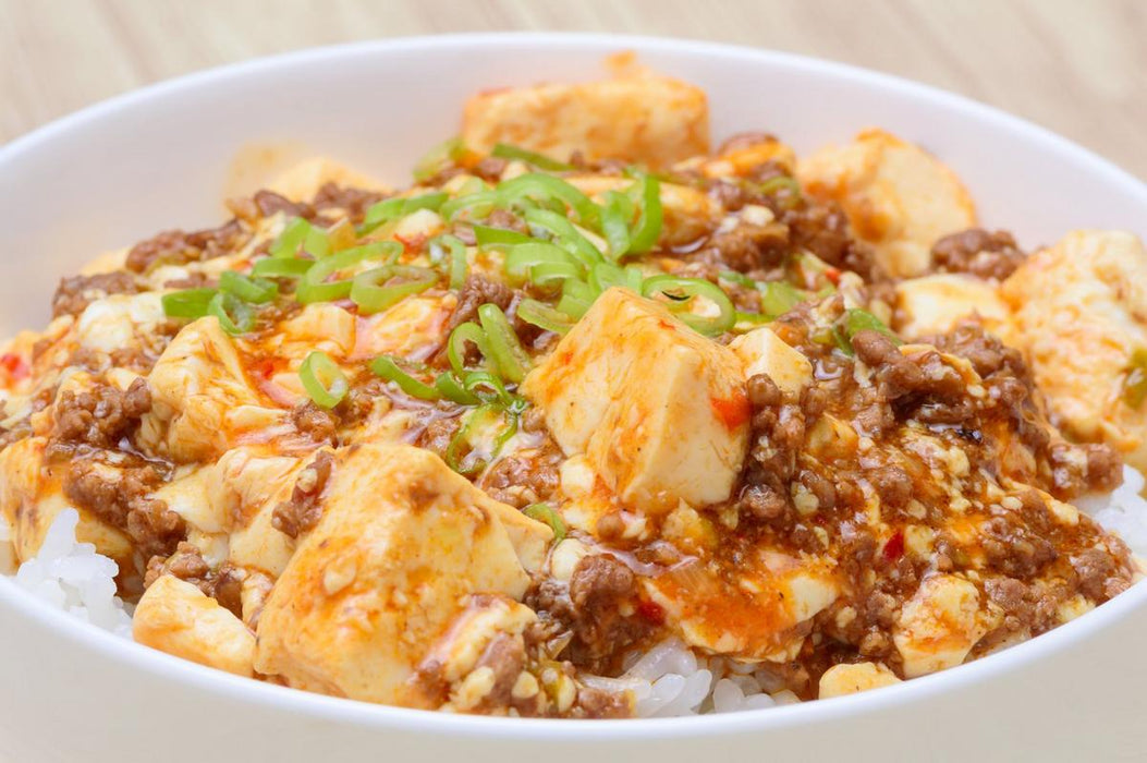 Spicy beef and tofu rice bowl (Mabo don) recipe