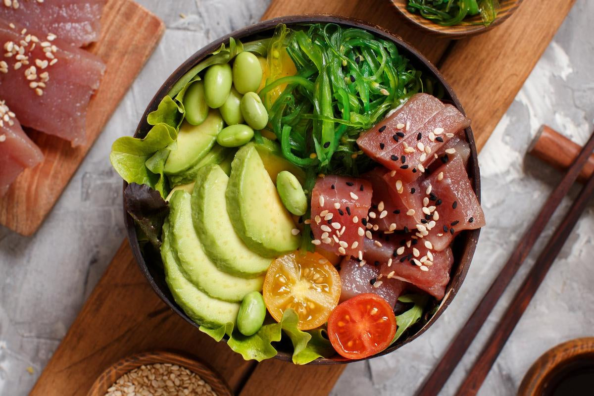 Tuna poke bowls with seaweed furikake recipe