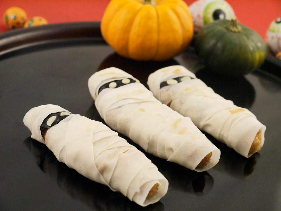 Halloween spooky chicken karaage mummies