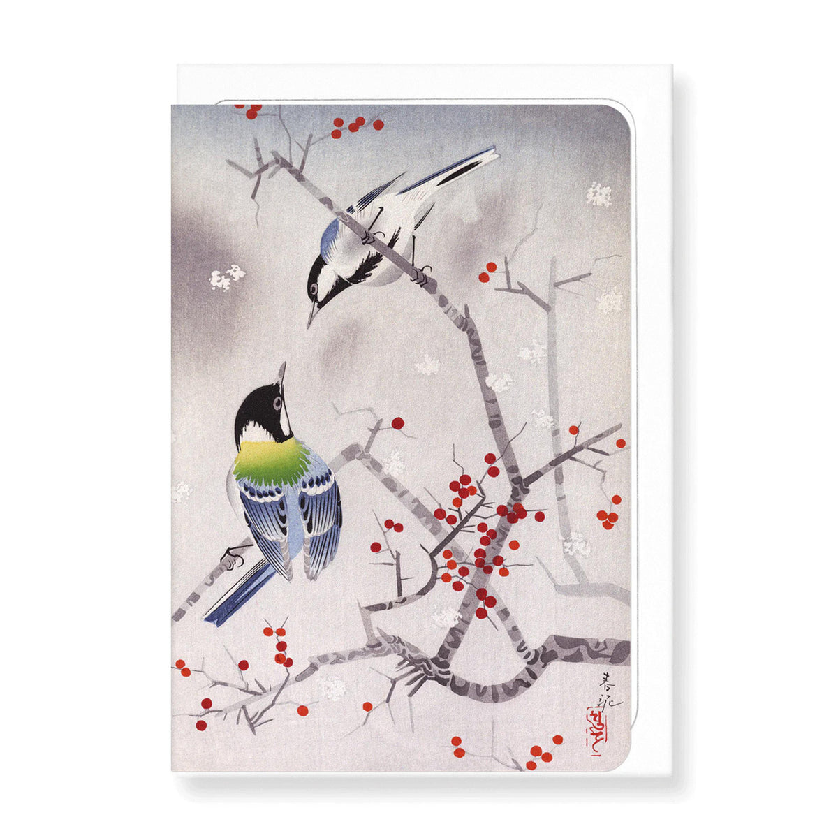 Birds on nandina greeting card