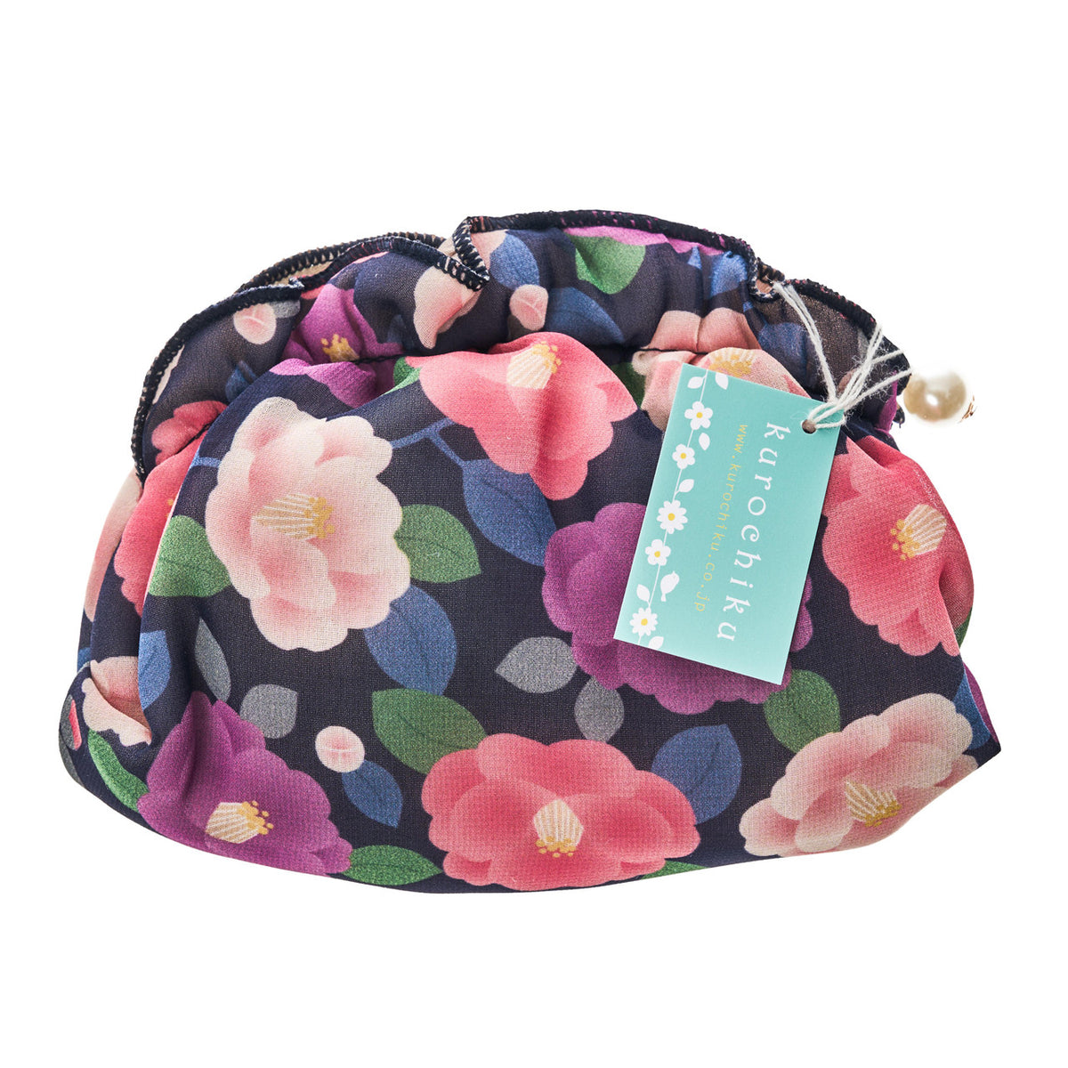 Chiffon pouch purple floral pattern