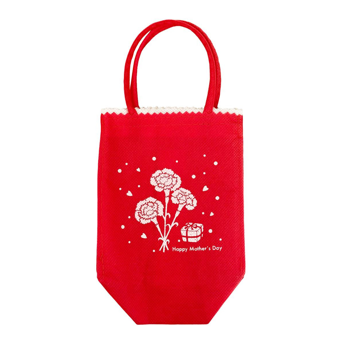 Non woven gift bag mothers day mini tote bag red carnation design