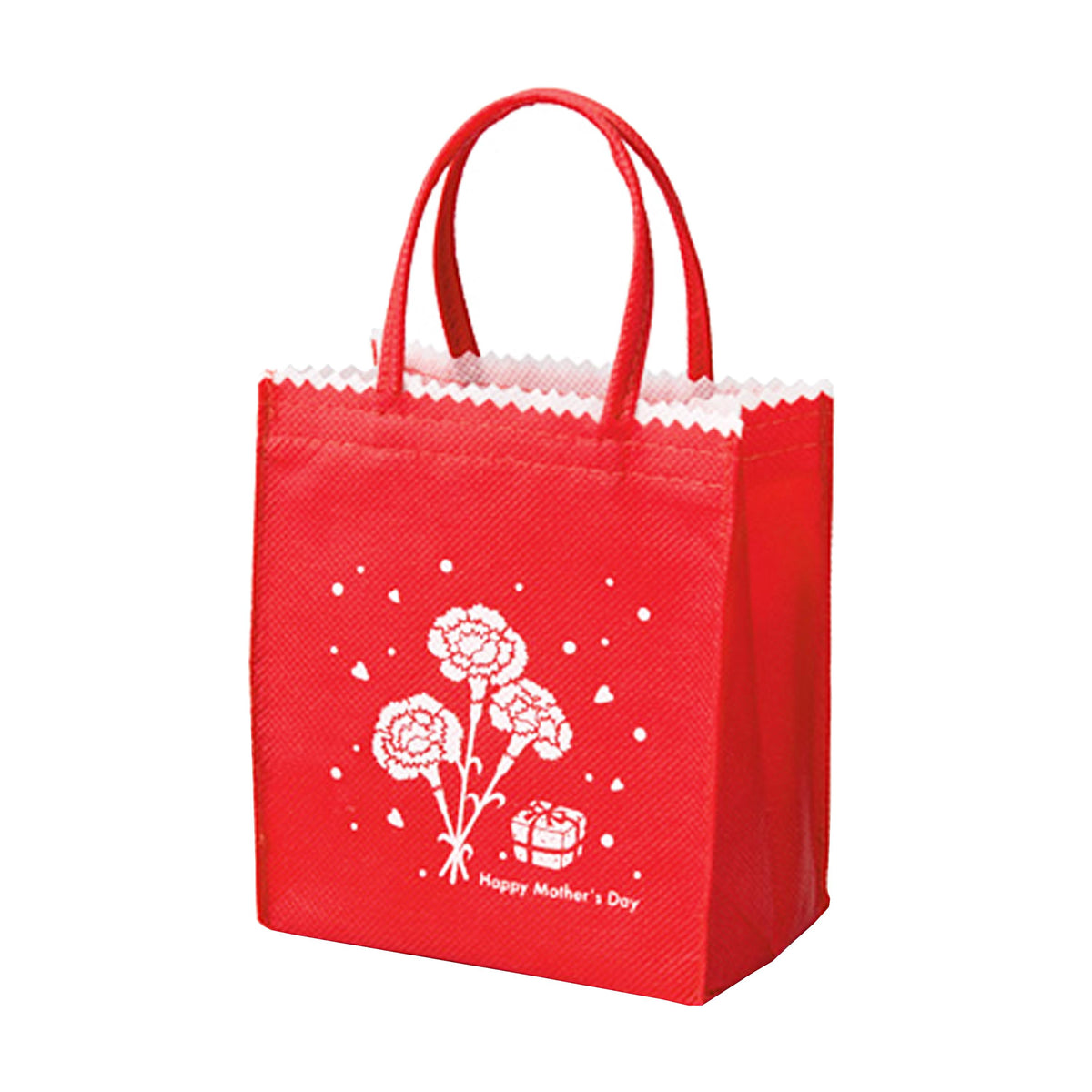 Non-Woven Gift Bag - Mother's Day Mini Tote Bag - Red Carnation Design - 2