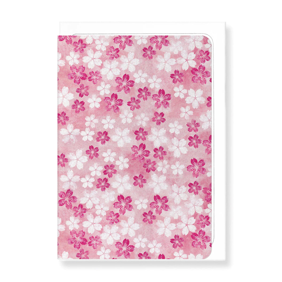 Cherry blossom on pink greeting card