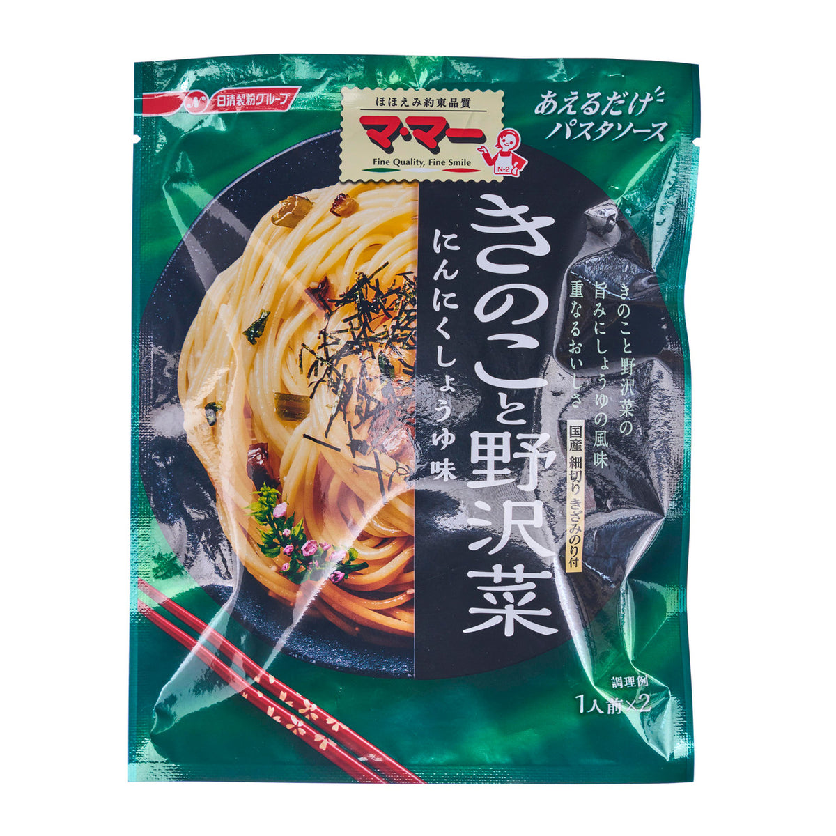 Nissin ma maa pasta sauce mushroom mustard leaf garlic soy sauce flavour kinoko to nozawana