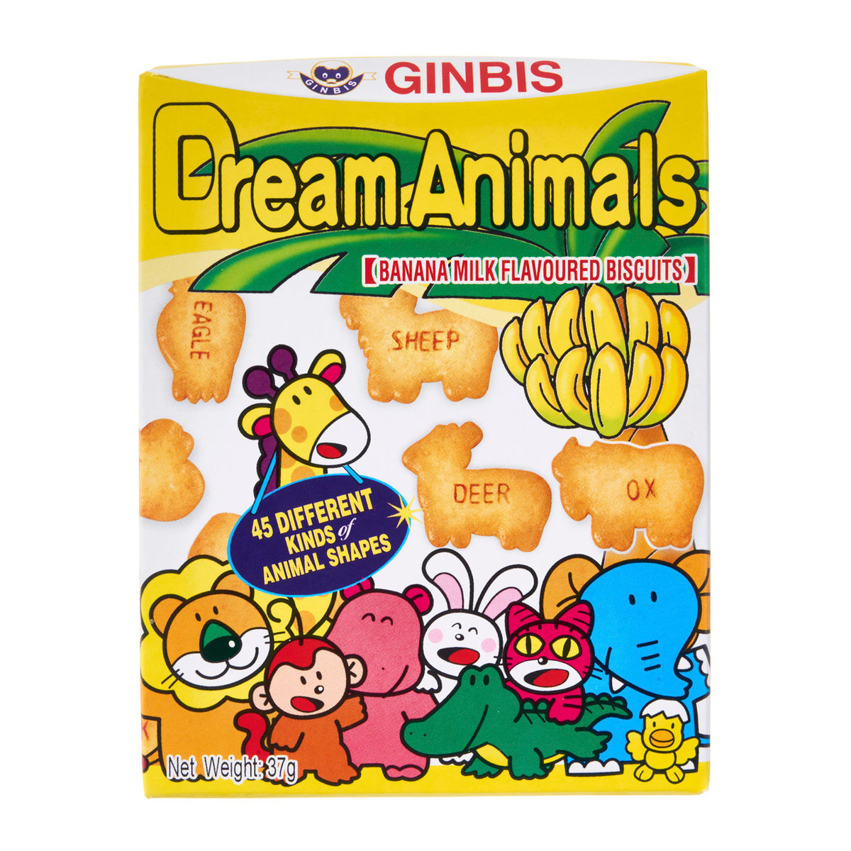 Ginbis dream animals banana flavoured biscuits