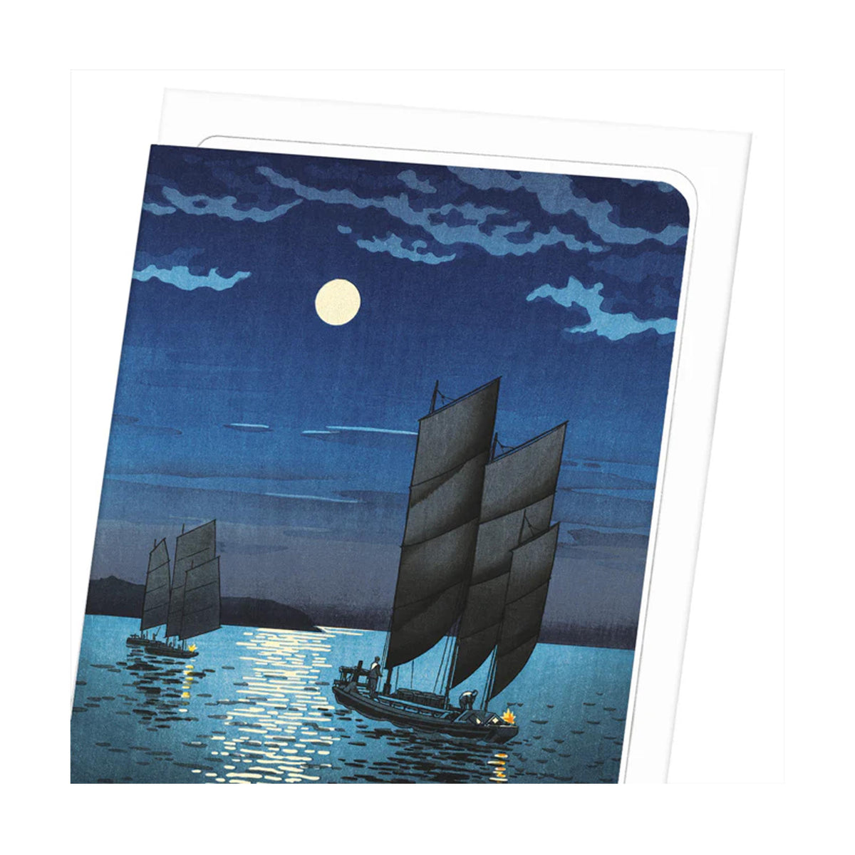 Boats at Shinagawa Night Greeting Card - 2