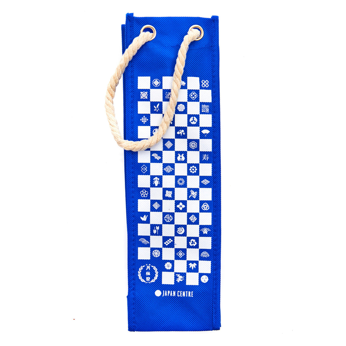 Japan centre bottle sized gift bag navy and white ichimatsu check pattern