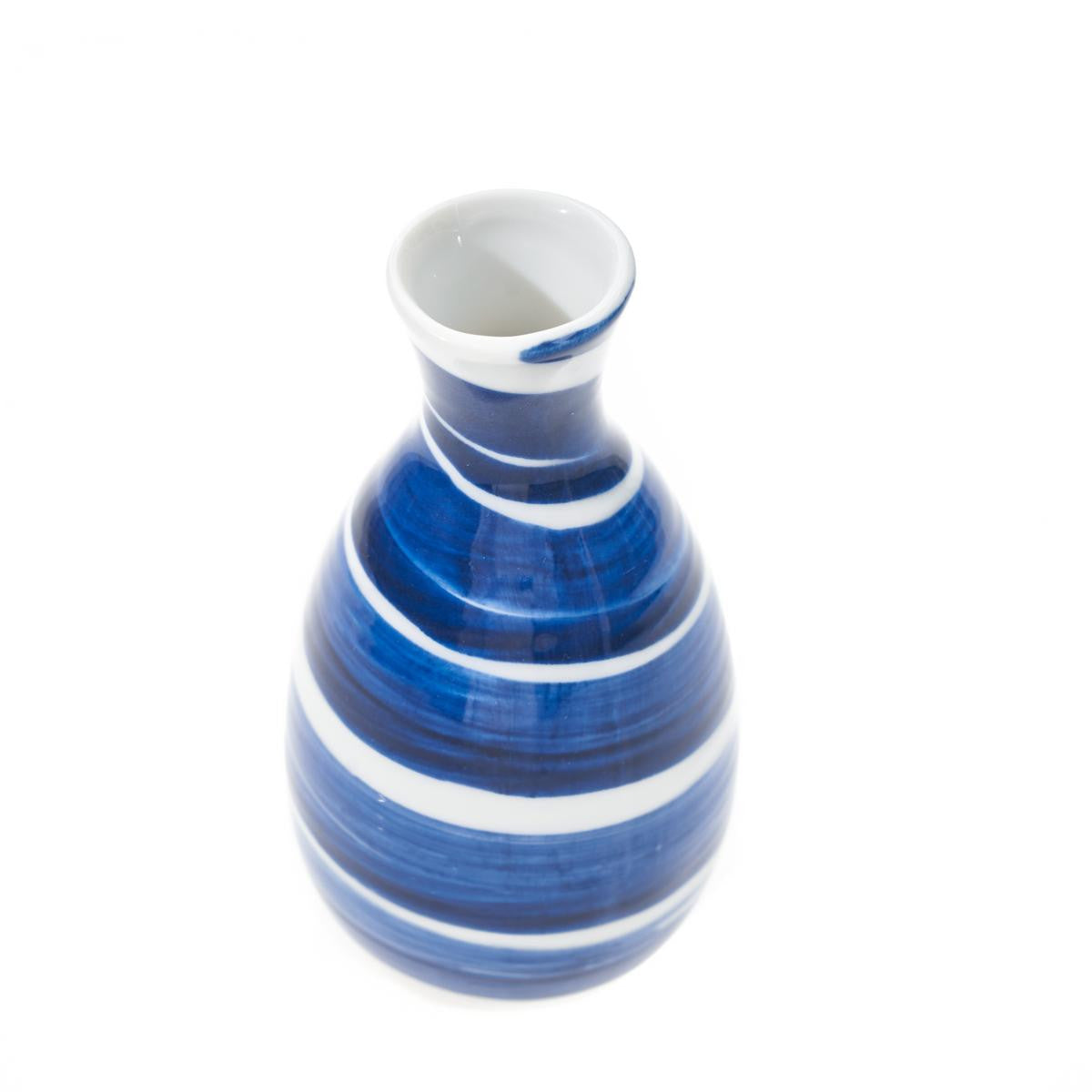 Ceramic gosu uzumaki tokkuri sake bottle blue swirl pattern