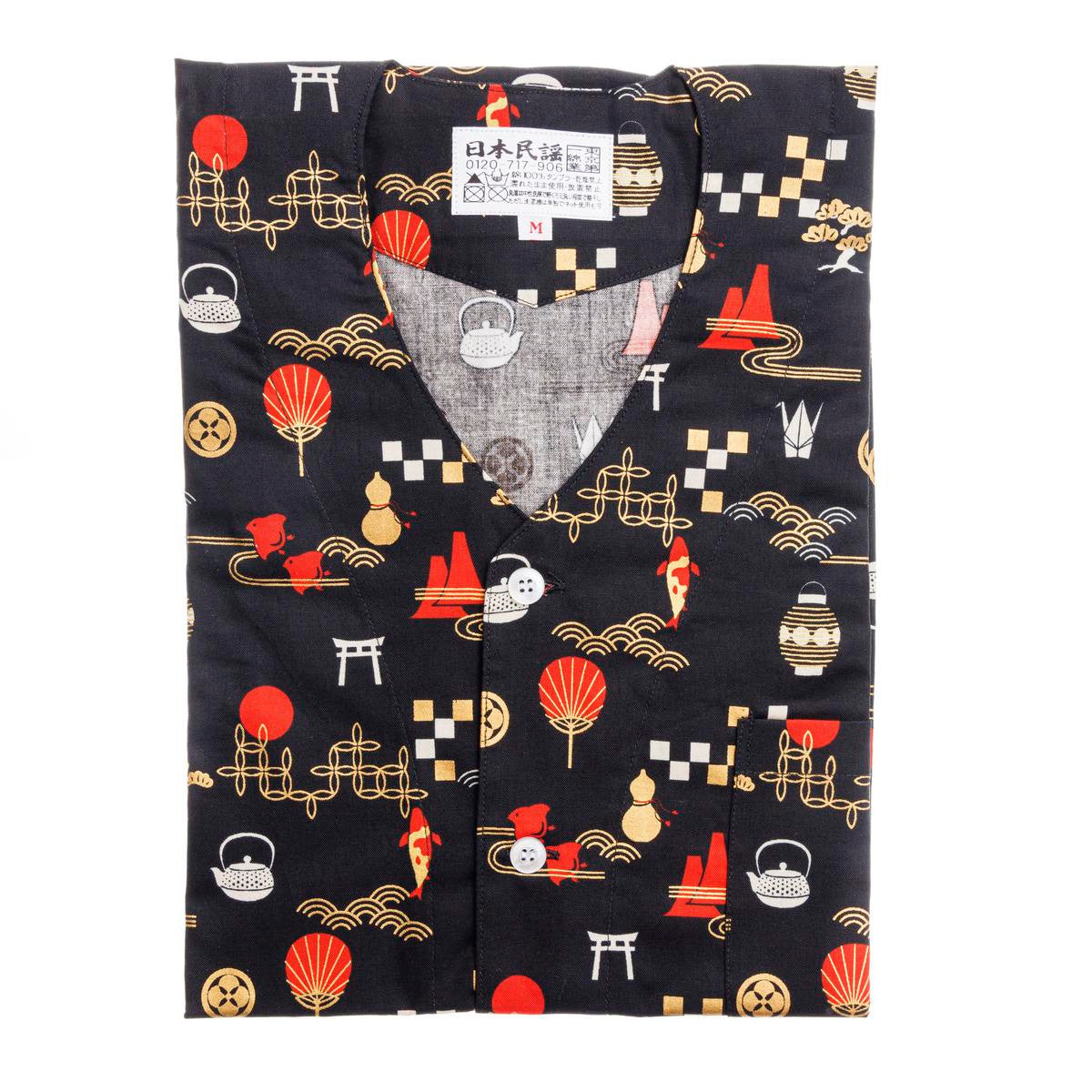 Traditional japanese chef shirt black traditional japanese patterns medium