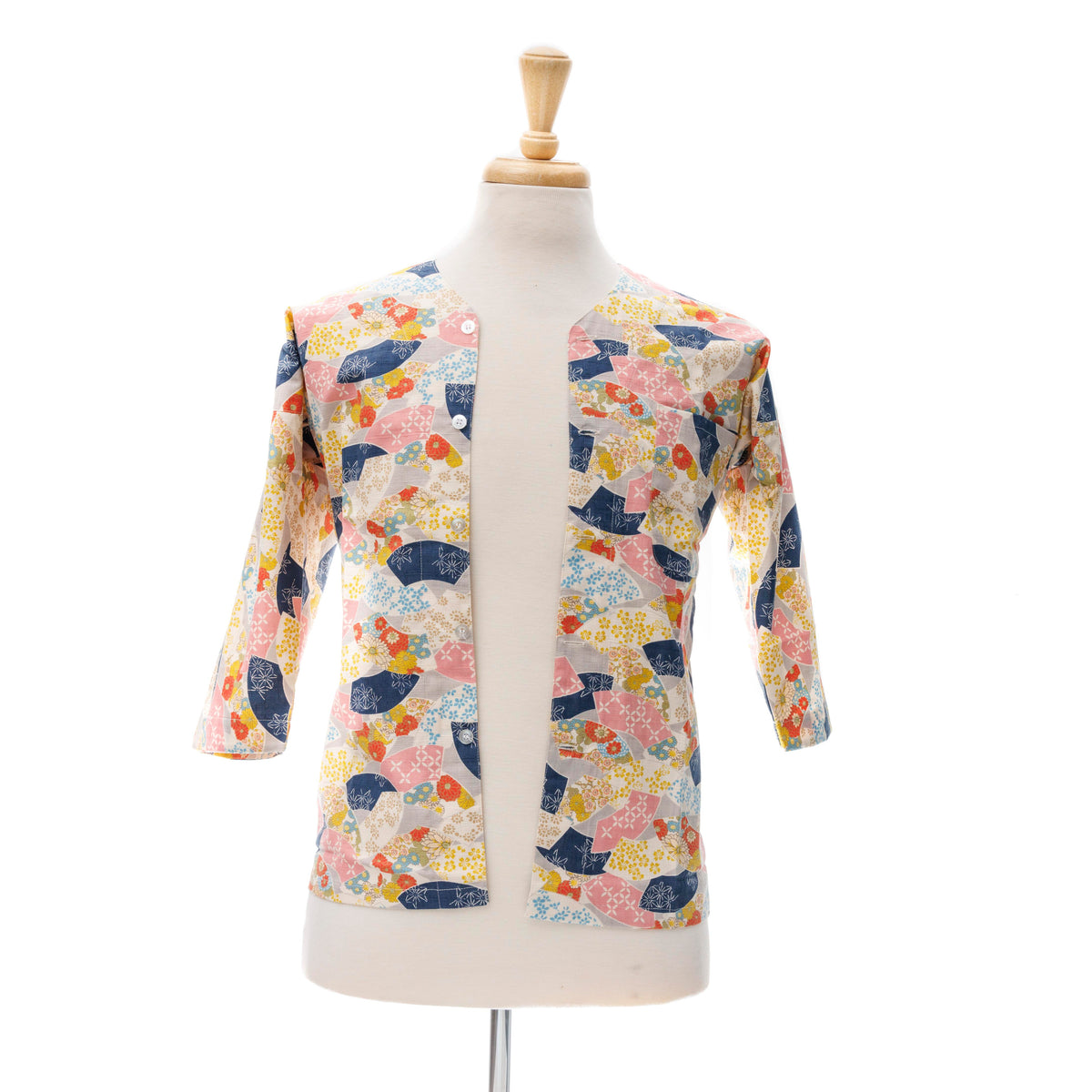 Traditional Japanese Chef Shirt - Multicolour Fan Pattern (Small)