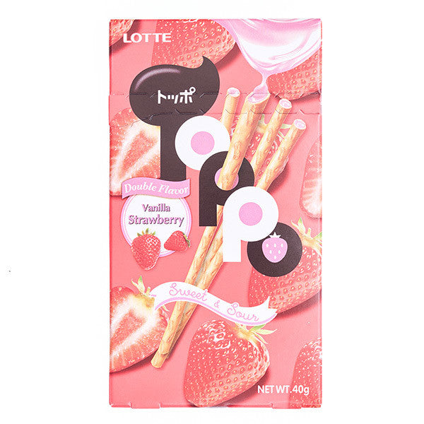 Lotte toppo vanilla strawberry filled pretzel sticks