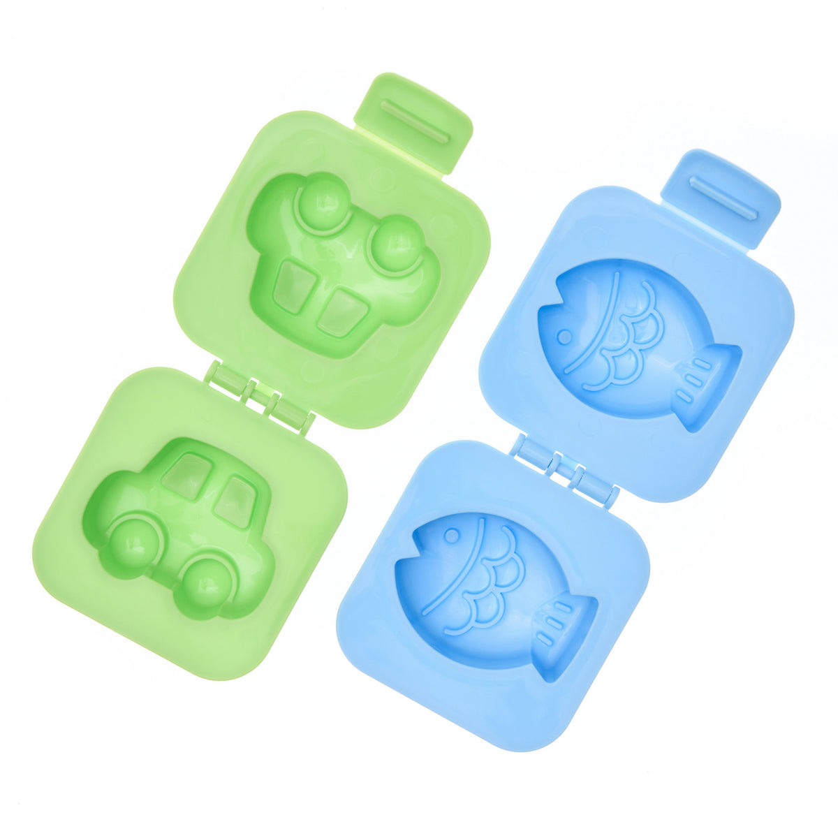 Kokubo Yudetamagokko Plastic Boiled Egg Mold, Fish and Car Shapes