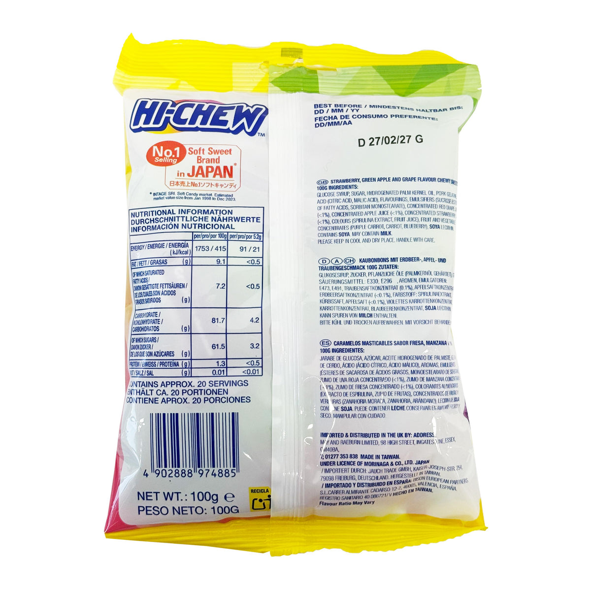 Morinaga Hi Chew Candy Original Mix - Strawberry, Green Apple and Grape