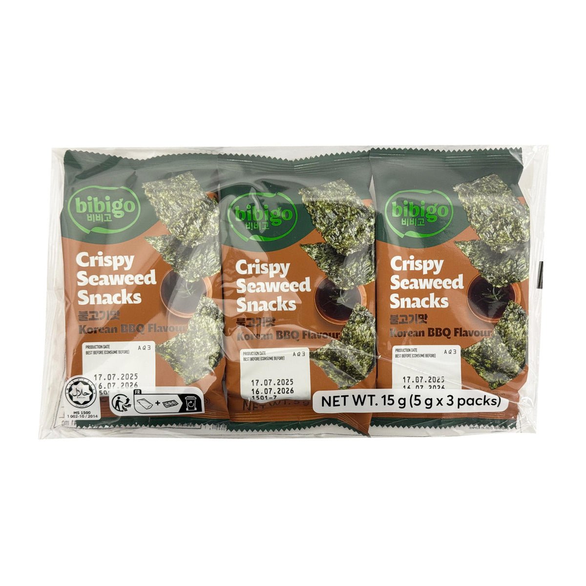 Bibigo crispy nori seaweed snacks korean bbq flavour