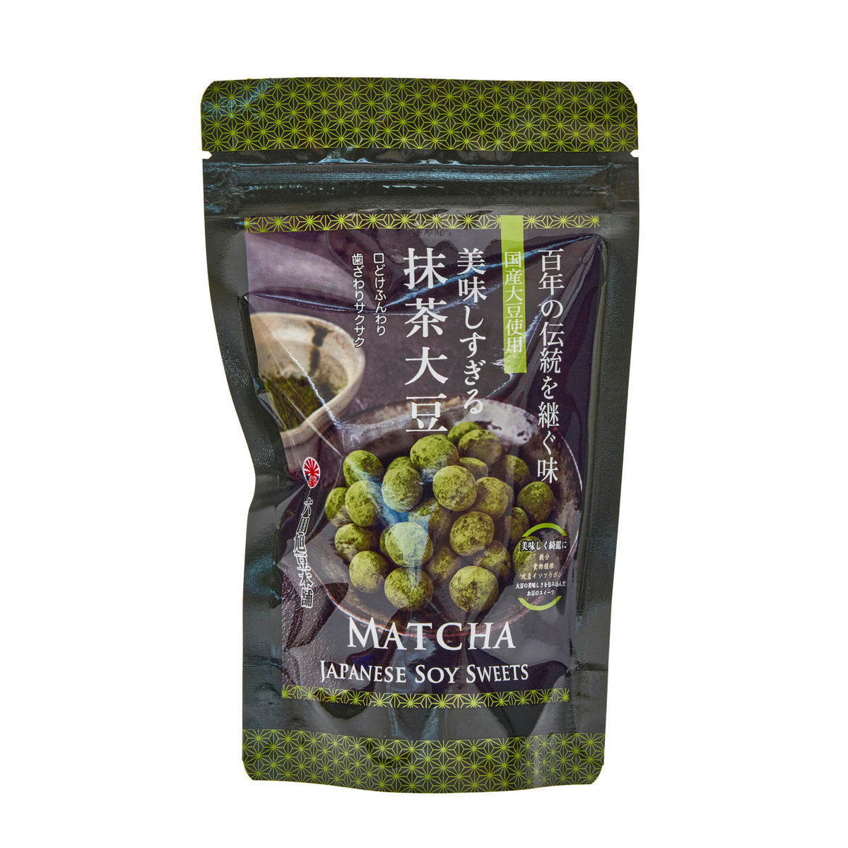 Rokuta asahi mame sweet soybean snack with matcha powder