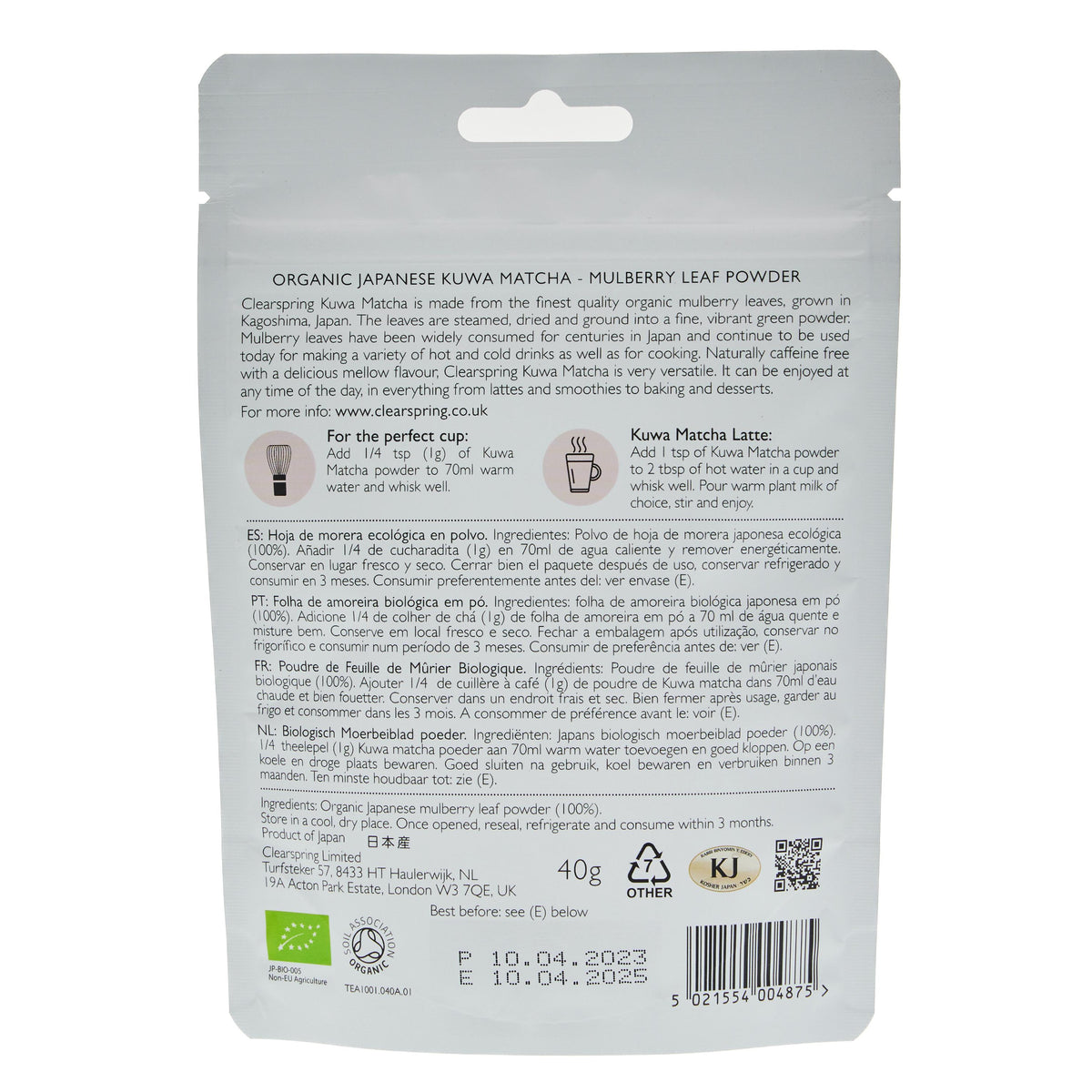 Clearspring Organic Japanese Kuwa Matcha Mulberry Leaf Powder
