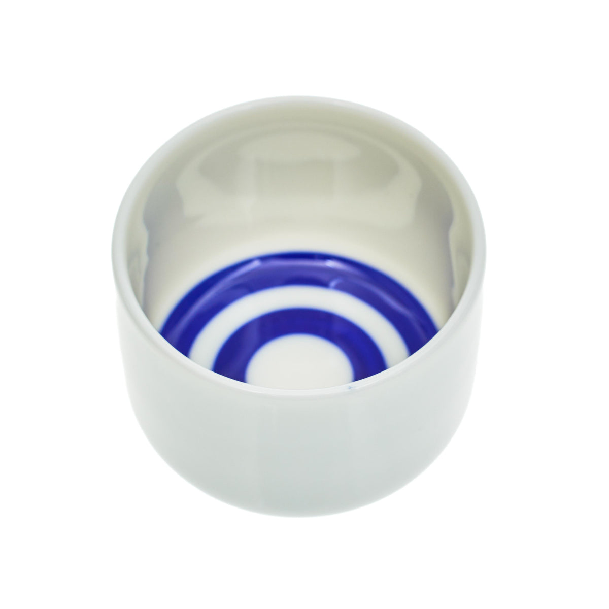 Yamata Seiho Ceramic Sake Set, White and Navy Double Ring Pattern - 2