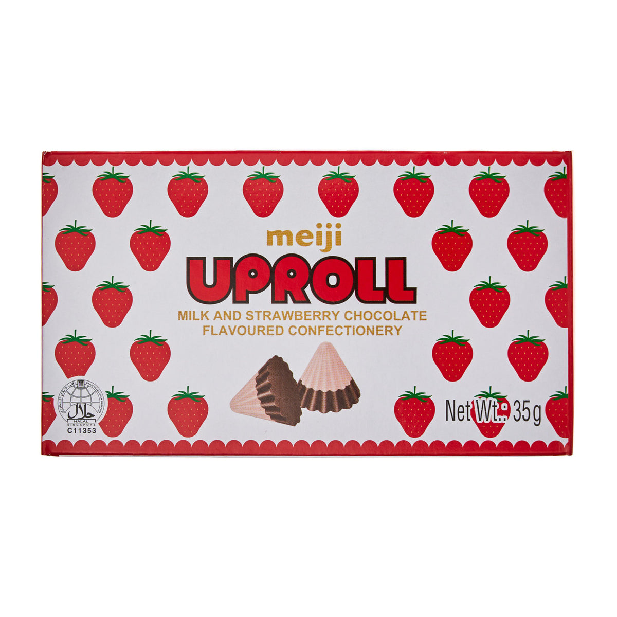 Meiji uproll milk and strawberry chocolate