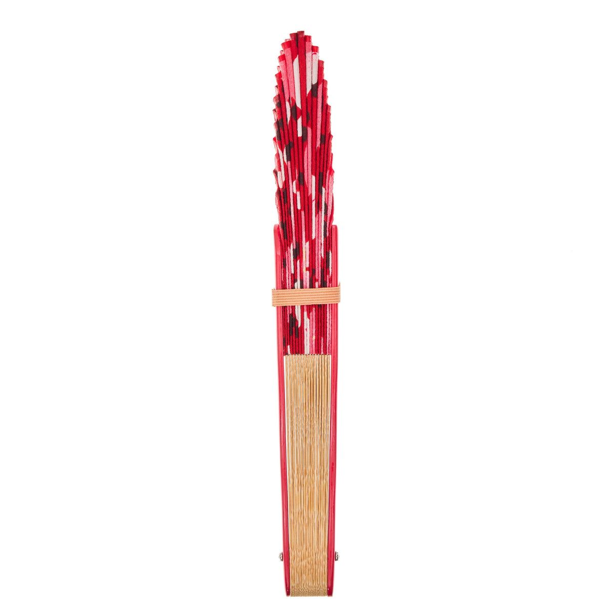 Japanese Wooden Fan - Red, Flowers and Hearts