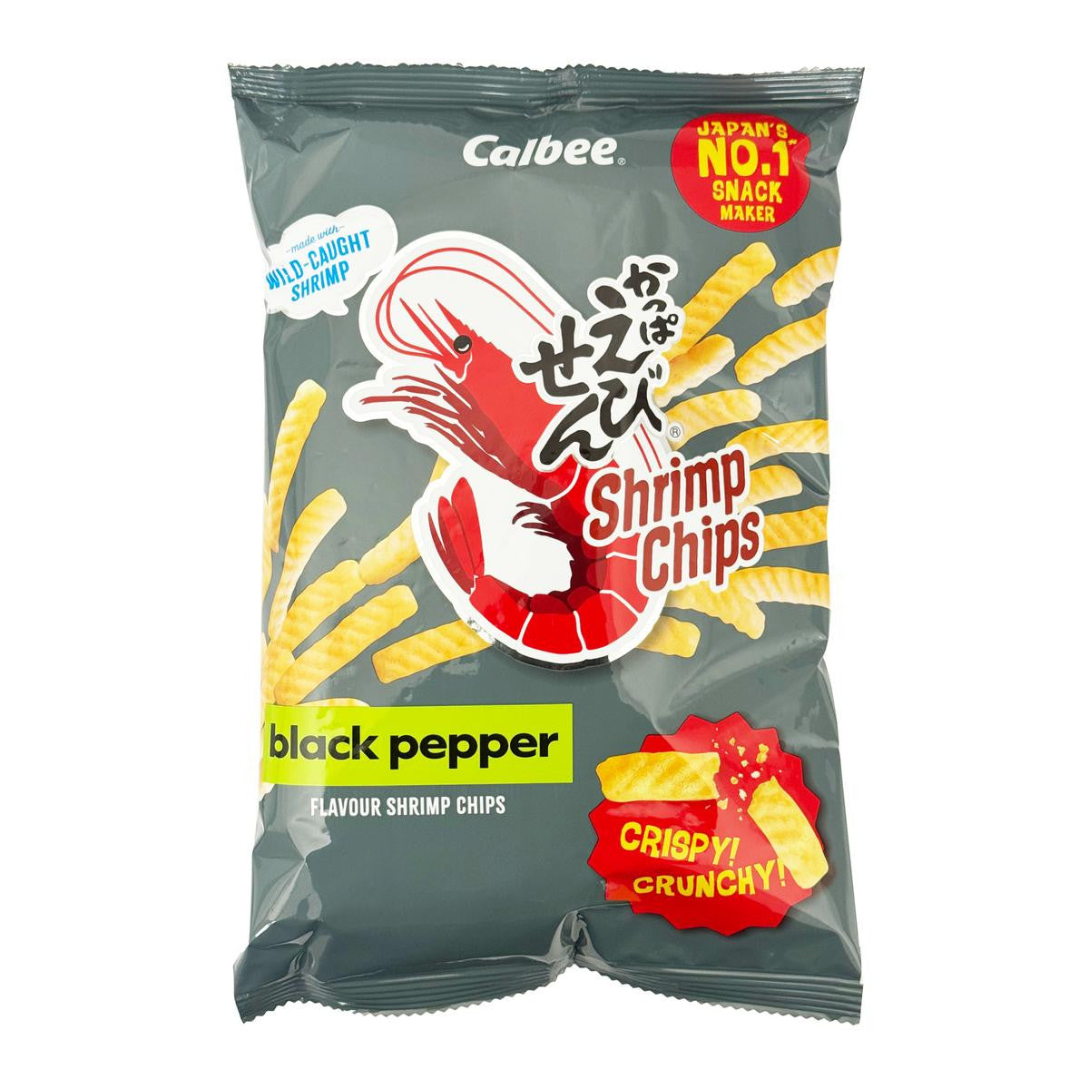 Calbee black pepper flavoured prawn crackers