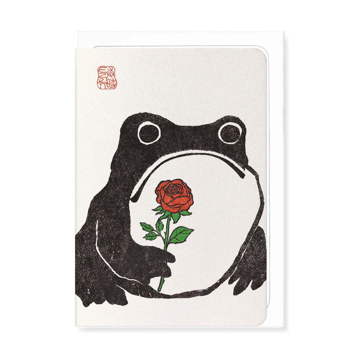 Single rose ezen frog greeting card