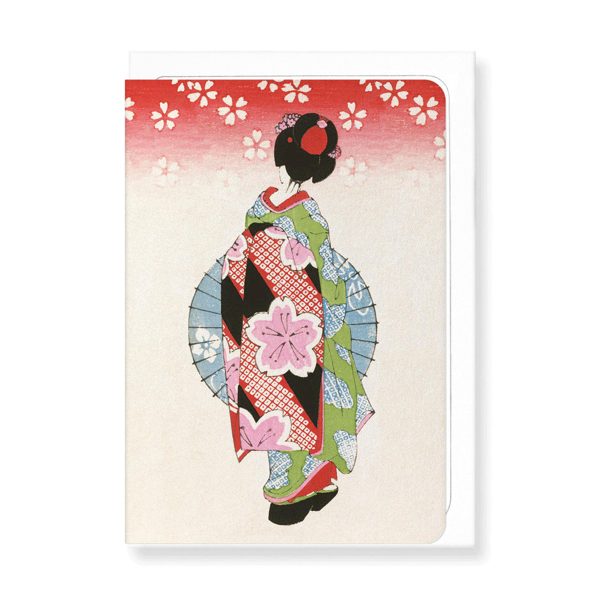 Maiko with parasol greeting card