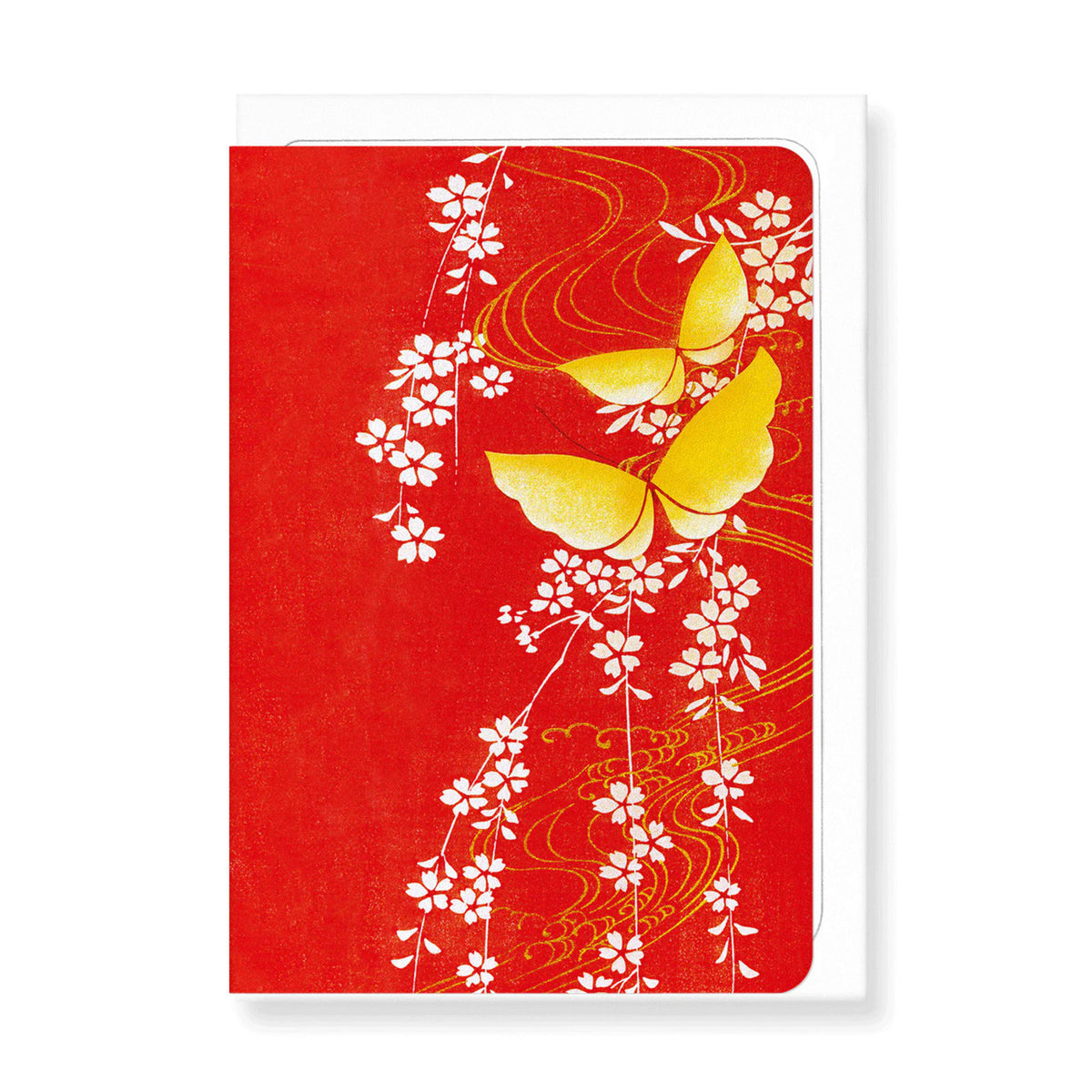 Butterflies and cherry blossoms greeting card
