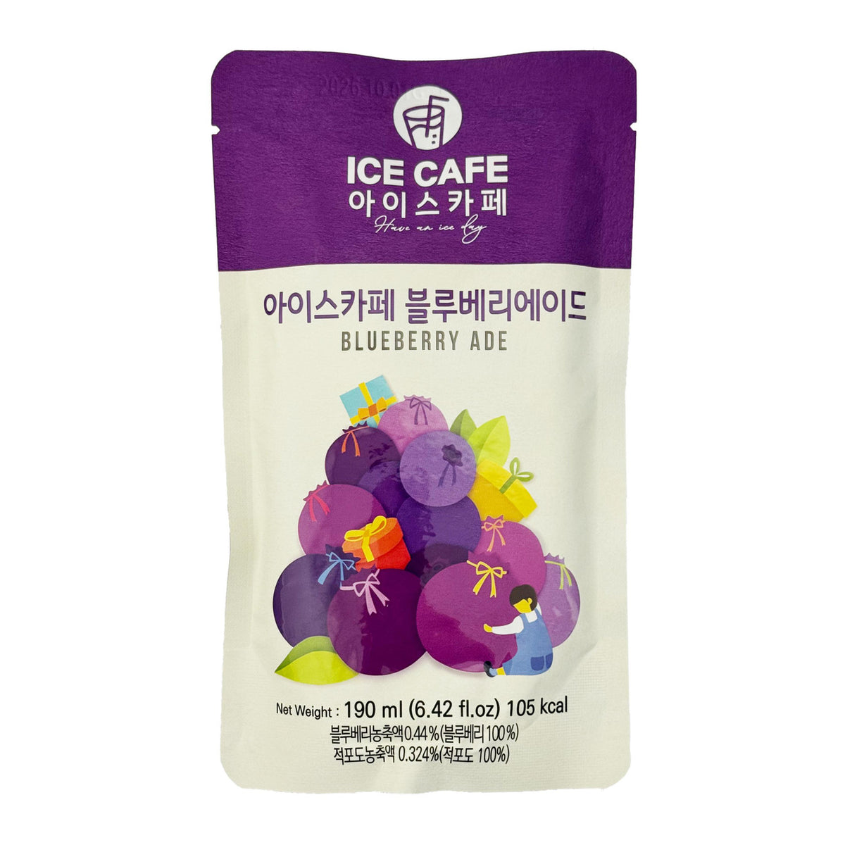 Wooshin ice cafe blueberry ade pouch drink