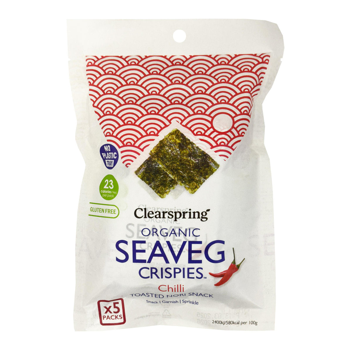 Clearspring organic seaveg crispies toasted nori snack chilli flavoured