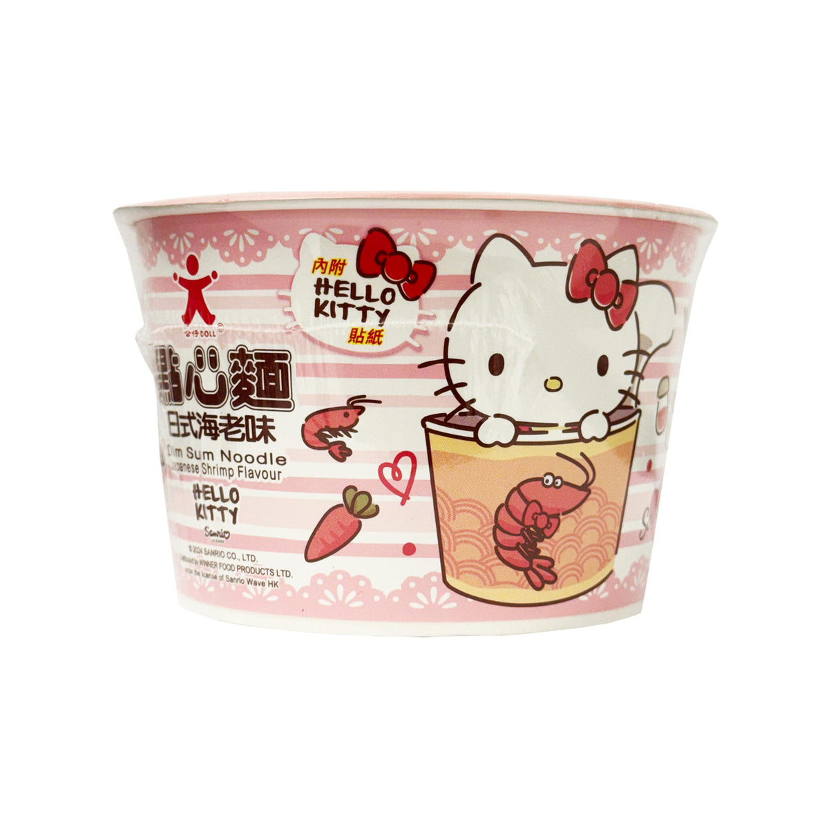 Doll hello kitty japanese shrimp flavour dim sum instant mini cup noodles