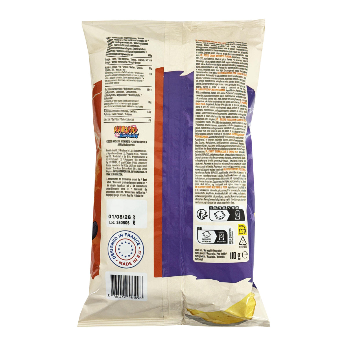 Naruto Ultra Pop Chipsan Pizza Flavour Potato Chips, Naruto vs Sasuke