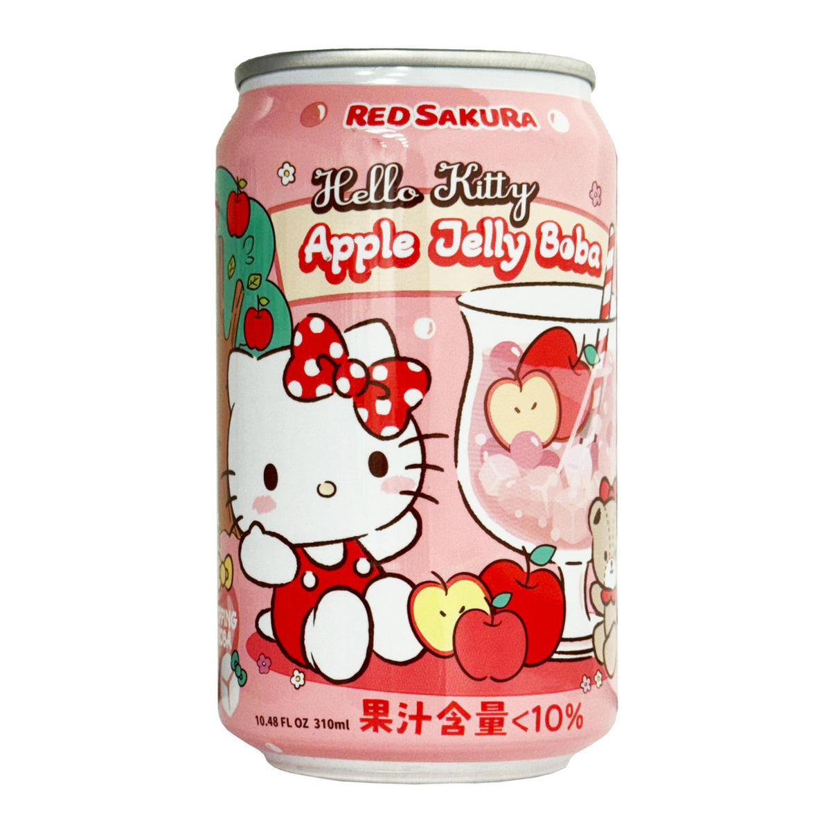 Red sakura hello kitty apple jelly boba drink
