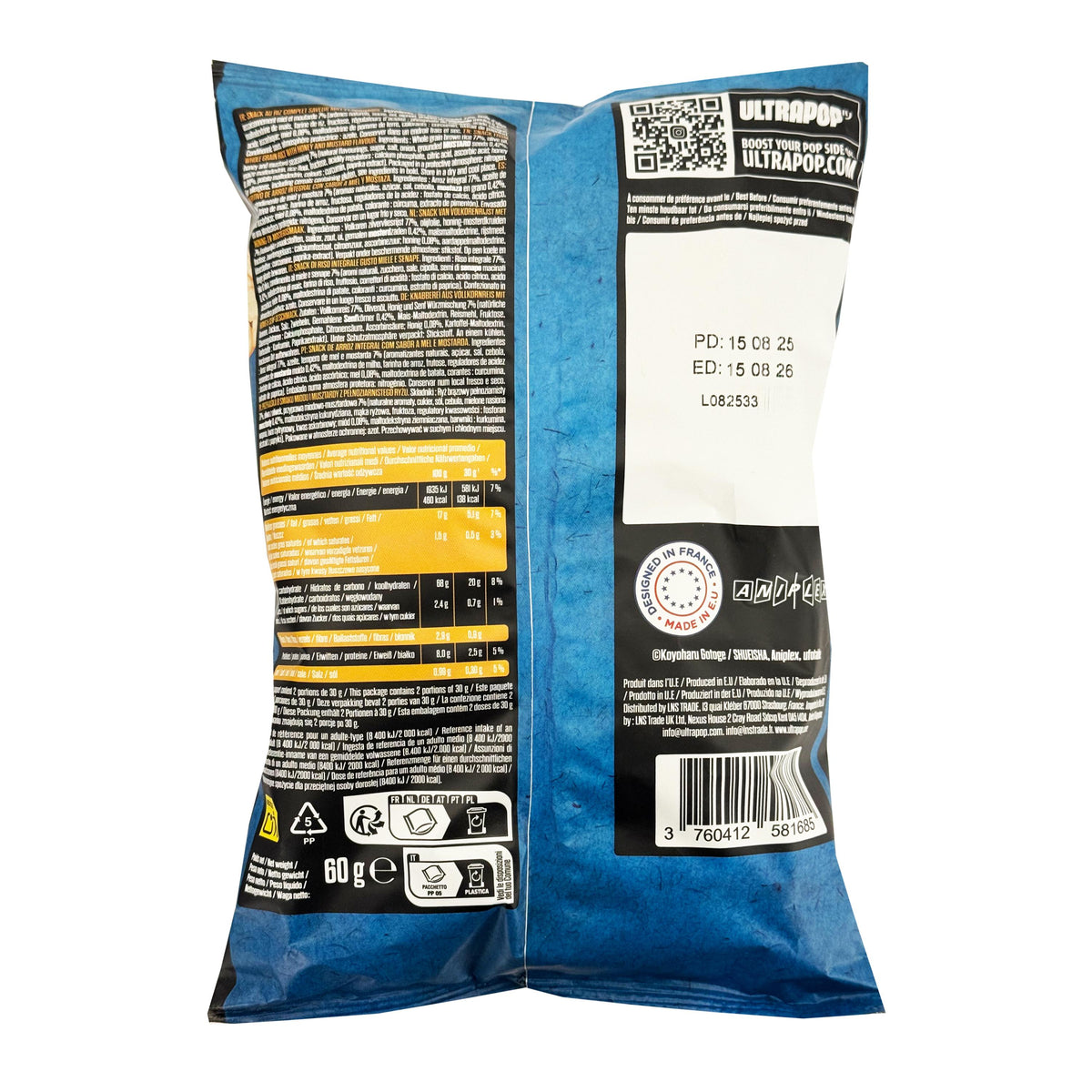 Demon Slayer Ultra Pop Komesan Honey and Mustard Flavour Brown Rice Chips