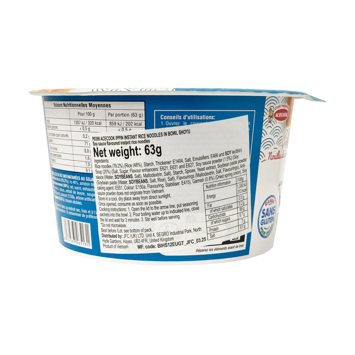 Ace Cook Ippin Soy Sauce Gluten Free Ramen Bowl Noodles