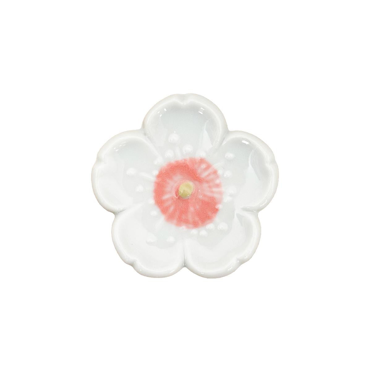 Saito toen ceramic chopstick rest white and pink sakura pattern