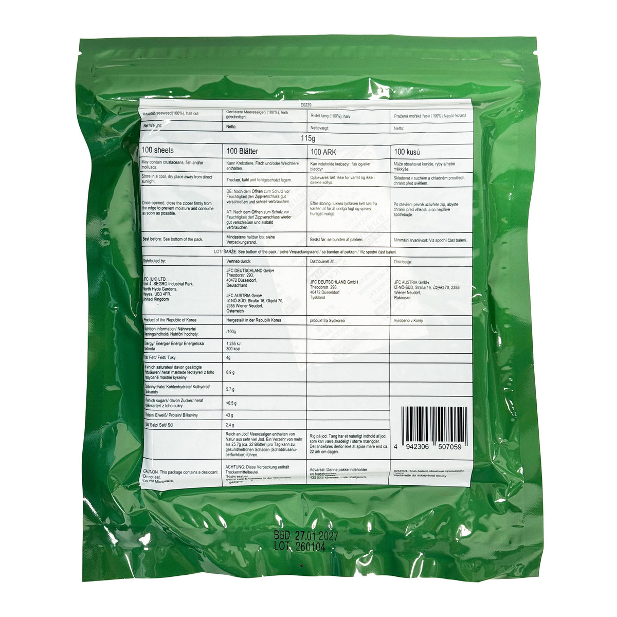 Yamamoto Noriten Roasted Nori Seaweed Classic (Half)