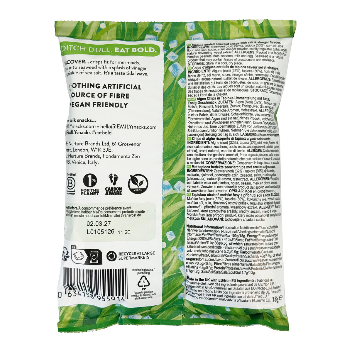 EMILY Salt & Vinegar Seaweed Crisps