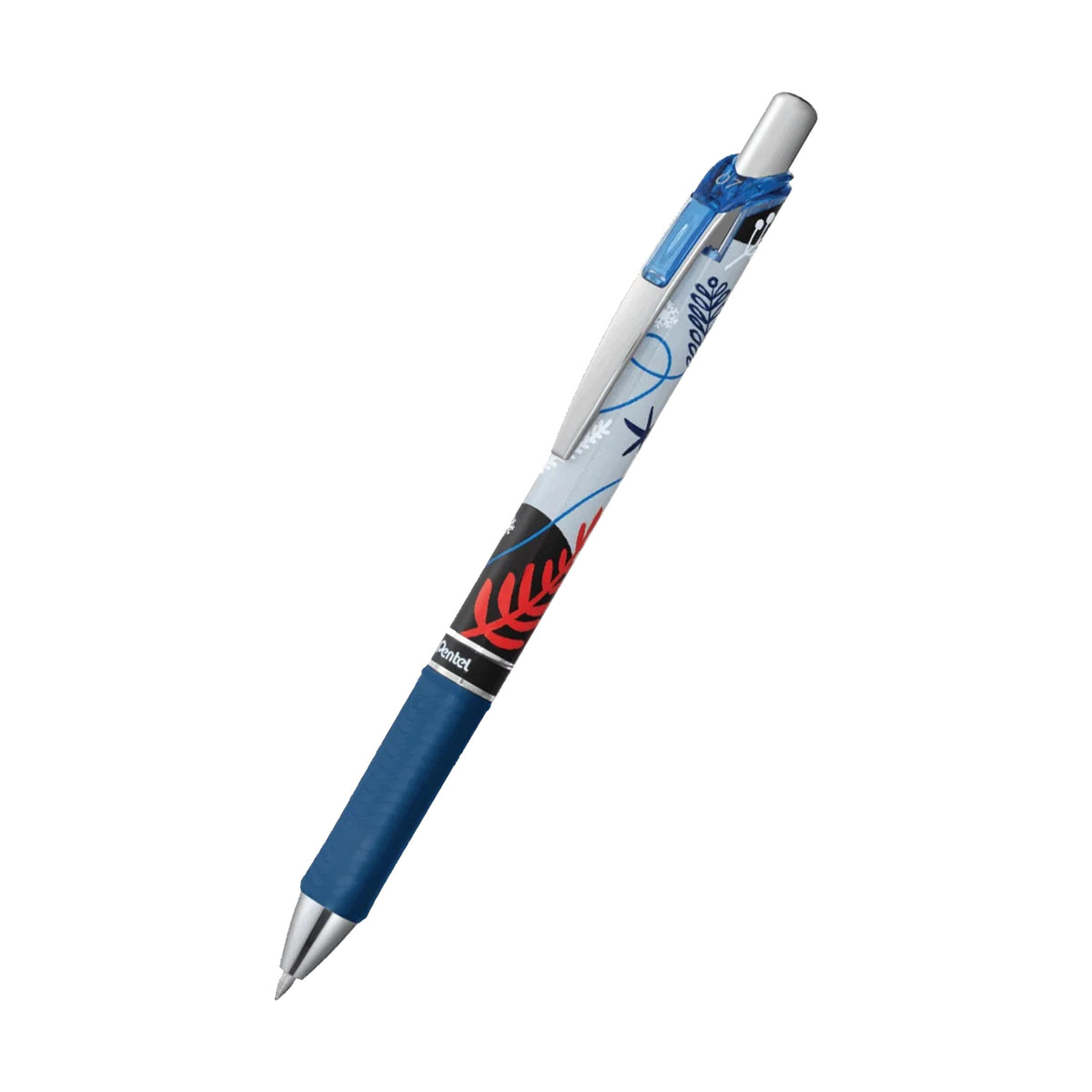 Pentel EnerGel Winter Edition Gel Roller Pen, Black Ink, 0.7mm, Blue Barrel