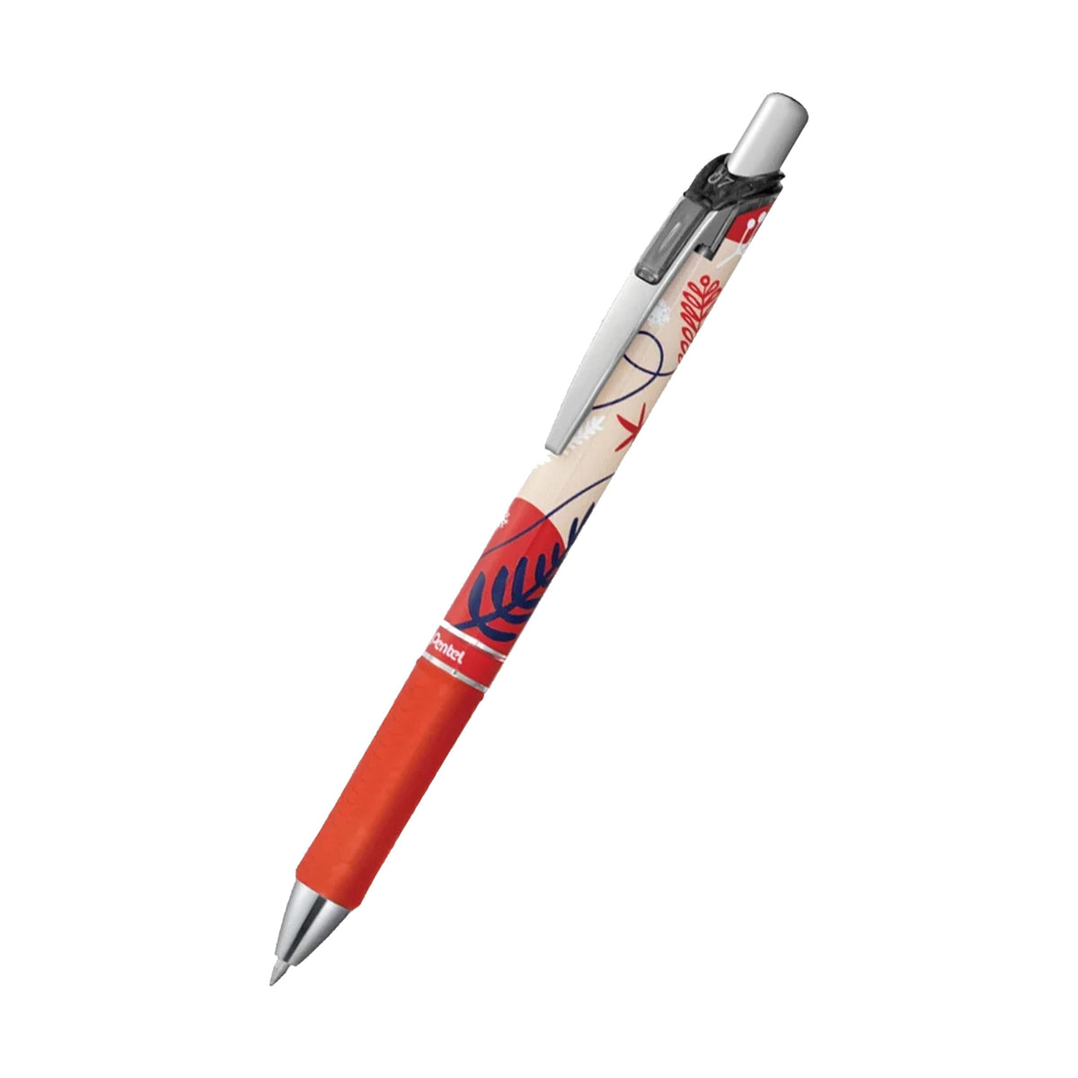 Pentel EnerGel Winter Edition Gel Roller Pen, Black Ink, 0.7mm, Red Barrel
