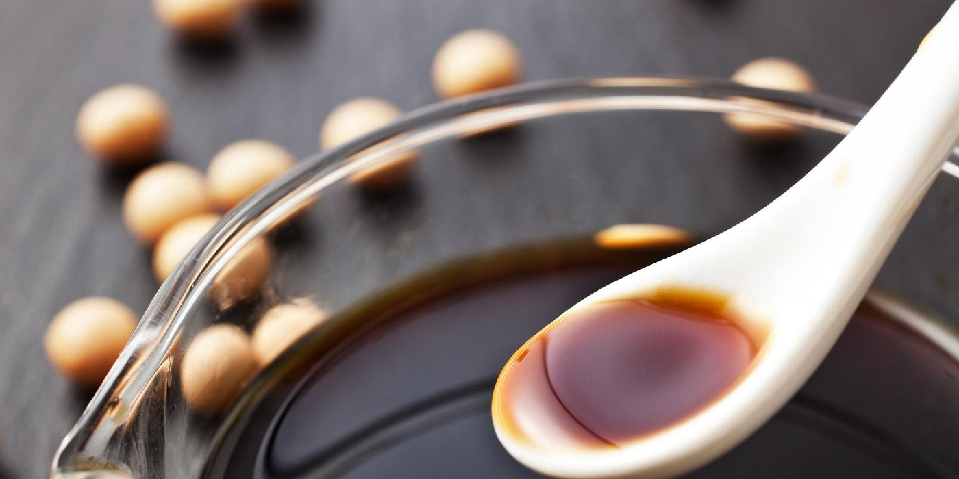 Soy sauce stored in a glass jar
