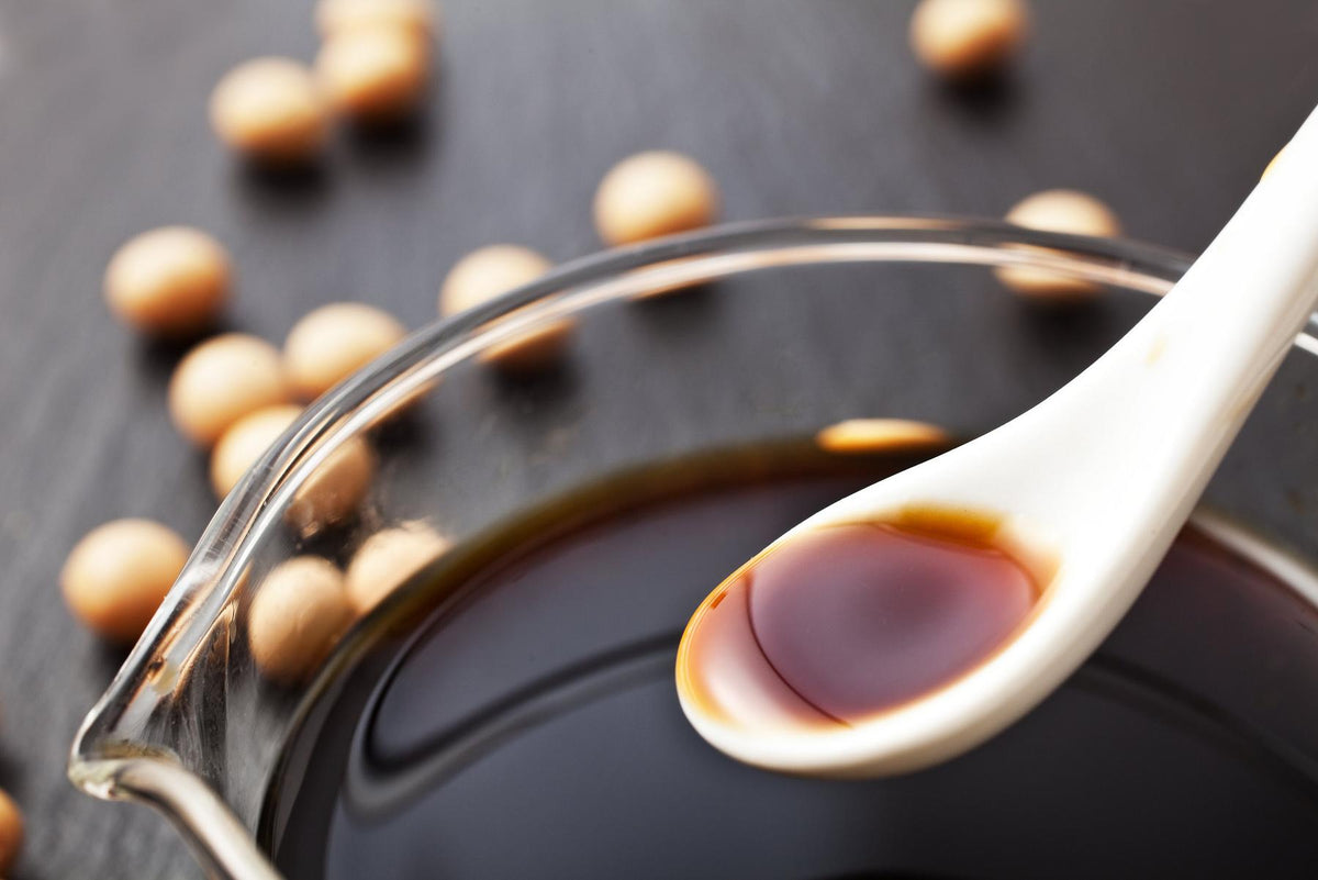 Soy sauce stored in a glass jar