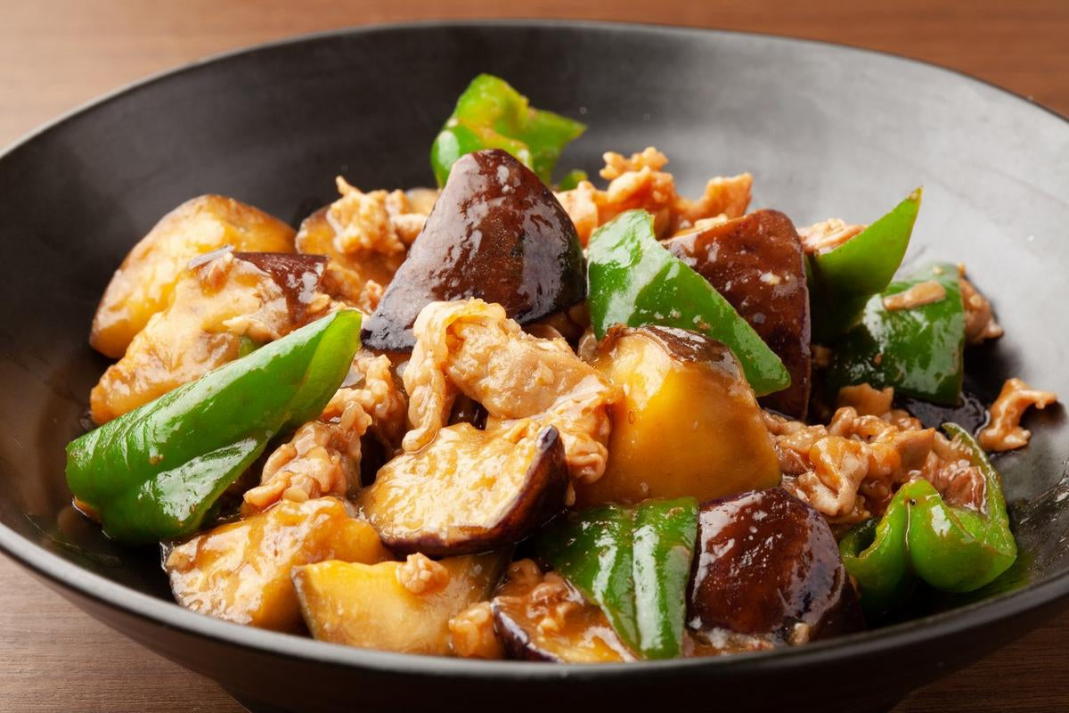 Aubergine and Green Pepper Miso Stir Fry Recipe