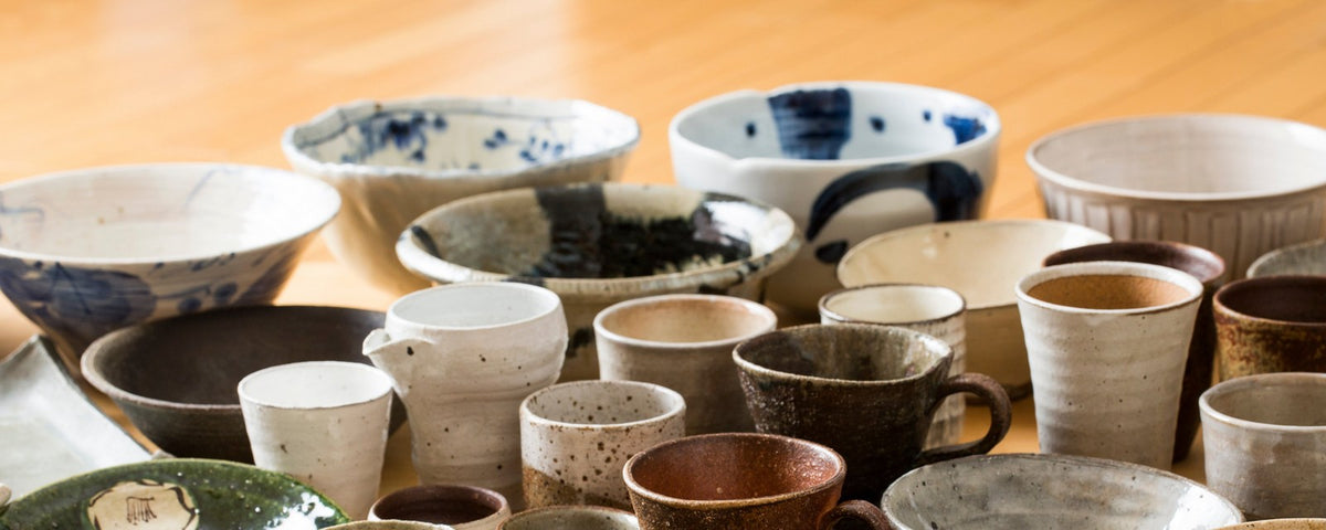 Tableware presented on a wooden table