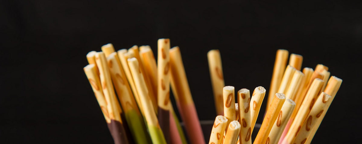 Colourful pretzel sticks