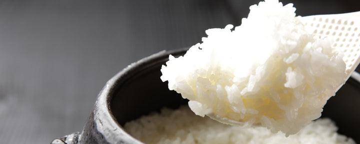 Steamed rice cooked in a traditional Japanese clay pot