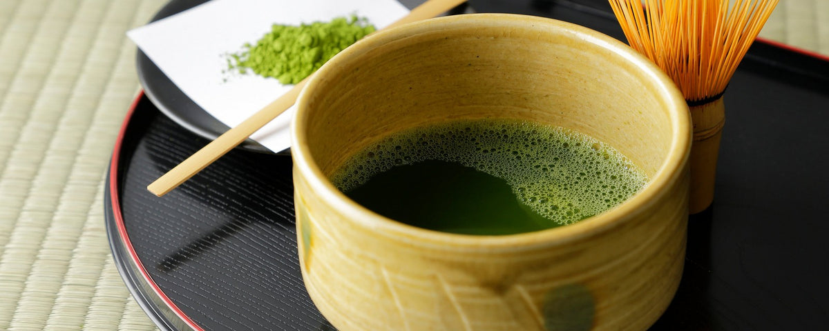 Matcha green tea served in a traditional Japanese ceremony tea bowl