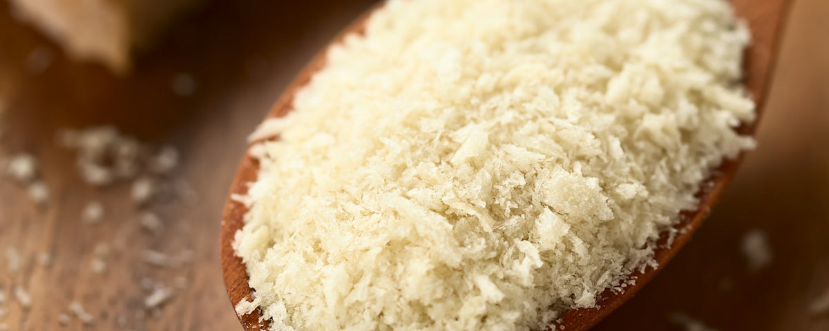 Panko on a wooden spoon