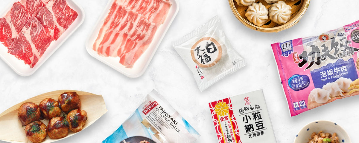 Frozen Japanese natto, dumplings, meat, takoyaki